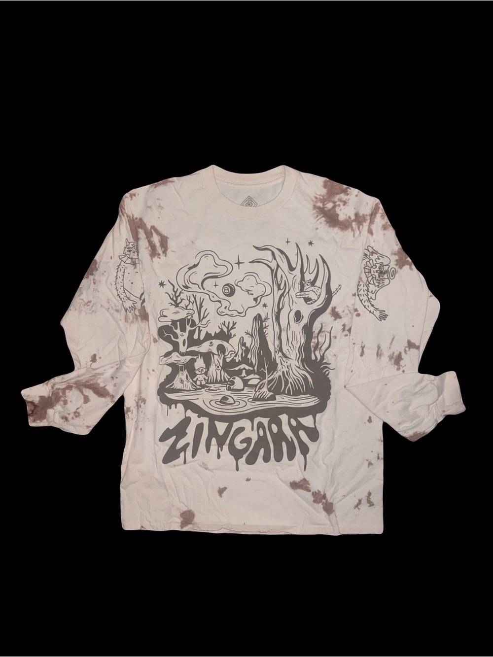 ZINGARA Concert Long Sleeve Graphic Tee - Beige Tie-Dye